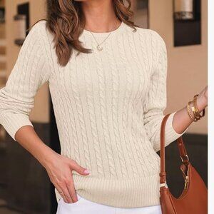 LILLUSORY Cable Knit Sweater Womens Soft Pullover Lightweight Ladies Medium